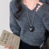 Wholesale Black love cross sweater chain women's light luxury elegant long winter all-match necklace new accessories