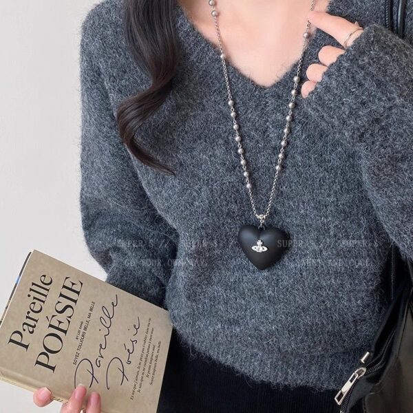 Wholesale Black love cross sweater chain women's light luxury elegant long winter all-match necklace new accessories
