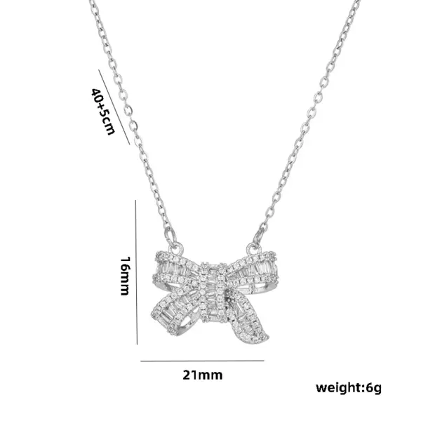 Wholesale PVD Coated Real Gold Plated Bow Knot Stainless Steel Simple Style Waterproof Non Tarnish Pendant Necklace