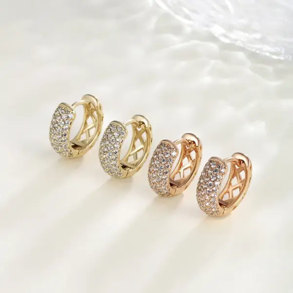 Wholesale 1 Pair XUPING Simple Style Commute Circle Inlay Copper Artificial Gemstones 18K Gold Plated Hoop Earrings