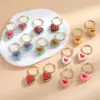 Wholesale 1 Pair Casual Cute Sweet Heart Shape Enamel Plating 304 Stainless Steel 18K Gold Plated Charm Sleeper Hoop Earrings