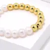Wholesale Elegant Classic Style Round Freshwater Pearl Copper Beaded Handmade Plating Gold Plated Bracelets