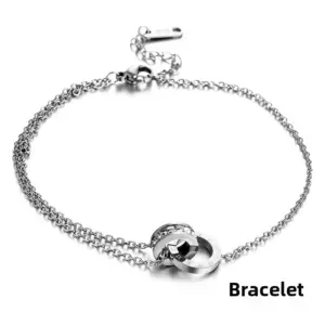 S0149-Double Ring-Bracelet-Steel Color