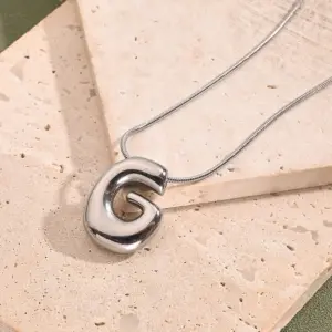 G Necklace (Steel Color) / Length: 450mm / 1 Strand/Package