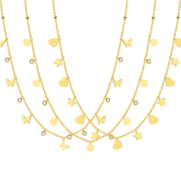Wholesale PVD Coated Real Gold Plated Triangle Square Water Droplets 201 Stainless Steel Fairy Style Simple Style Waterproof Non Tarnish 201 Stainless Steel Necklace