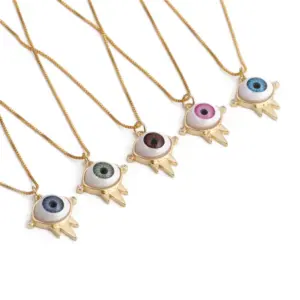 Wholesale Dripping Evil Eye Copper Zircon Pendant Necklace