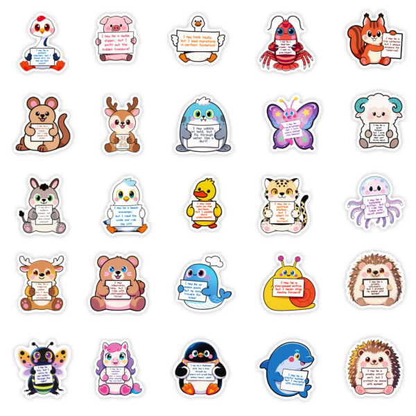 Wholesale 56PCS/PACK Cartoon Animal Motivational Text Stickers