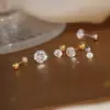 Wholesale 1 Pair Shiny Round Inlay Copper Zircon Ear Studs