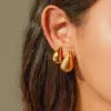 PVD Coated Real Gold Plated Water oplets 316 Stainless Steel IG Style Waterproof Non Tarnish 316 Stainless Steel Ear Studs