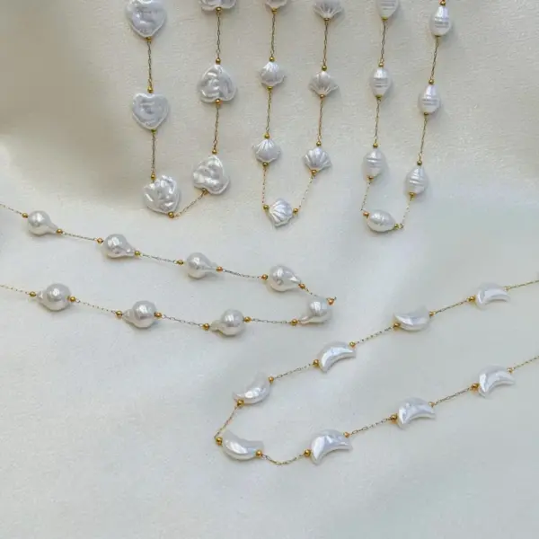 Wholesale Jewelry Casual Marine Style Geometric 304 Stainless Steel Imitation Pearl Stainless Steel Necklaces