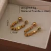 304 Stainless Steel Plastic Solid Color Ion Plating (IP) 18K Gold Plated Elegant Simple Style Waterproof Non Tarnish Beaded Plating Gold Earrings