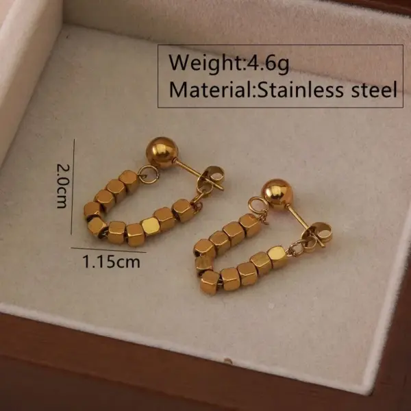 304 Stainless Steel Plastic Solid Color Ion Plating (IP) 18K Gold Plated Elegant Simple Style Waterproof Non Tarnish Beaded Plating Gold Earrings