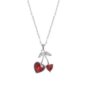 X4428 love steel color cherry necklace