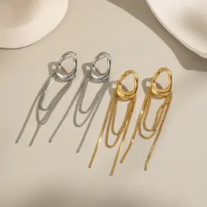 PVD Coated Real Gold Plated 18K Gold Solid Color 304 Stainless Steel Sweet Artistic Waterproof Non Tarnish Drop Earrings