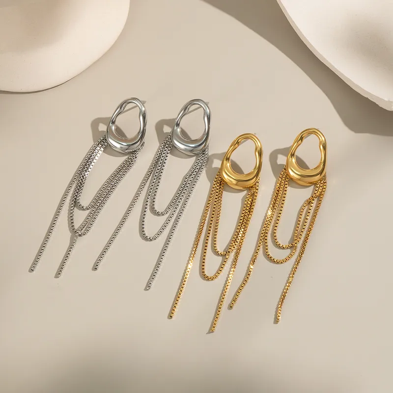 PVD Coated Real Gold Plated 18K Gold Solid Color 304 Stainless Steel Sweet Artistic Waterproof Non Tarnish op Earrings