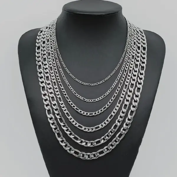 Wholesale Stainless Steel NK Three-room Necklace Titanium Steel Figaro Necklace Chain Clavicle Chain Cuban Chain