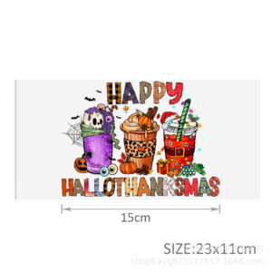 Wansheng Thanksgiving Christmas series transparent crystal standard water cup waterproof stickers-10