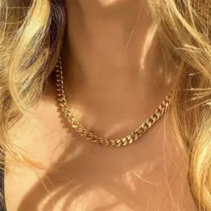 Wholesale PVD Coated 14K Gold Real Gold Plated U Shape Stainless Steel Fashion Waterproof Non Tarnish 304 Stainless Steel Necklace