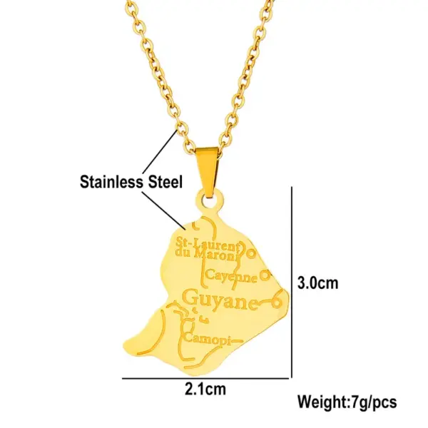 Wholesale Map Of Guiana Map Letter 201 Stainless Steel 304 Stainless Steel Vintage Style Ethnic Style 304 Stainless Steel Pendant Necklace