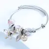 Wholesale Sweet Love Butterfly Titanium Steel Plating Artificial Crystal Artificial Pearls Bangle