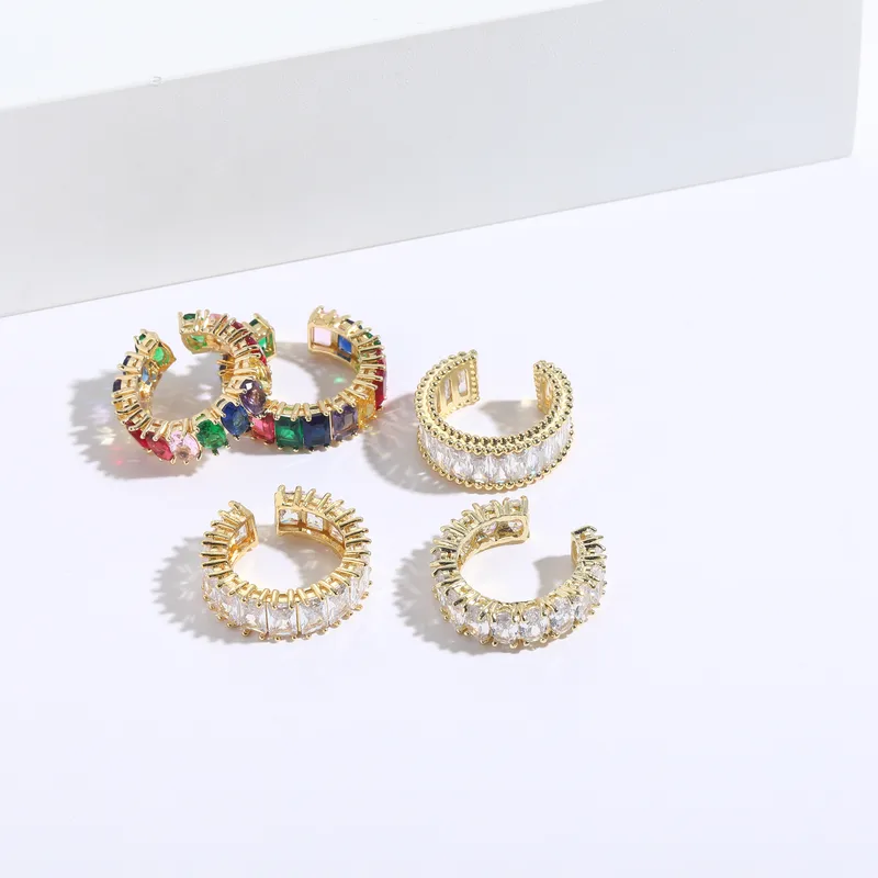 Wholesale 1 Piece Fashion Oval Rectangle Copper Plating Inlay Zircon Open Ring