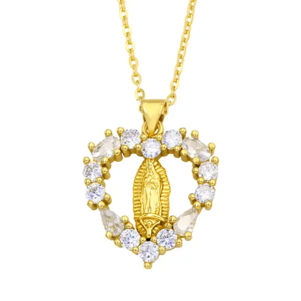 Wholesale Fashion Heart Copper 18k Gold Plated Pendant Necklace In Bulk