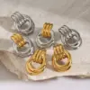 Wholesale 304 Stainless Steel Geometric Solid Color PVD Coated 18K Real Gold Plated Real Gold Plated 18K Gold IG Style Waterproof Non Tarnish Plating Gold Drop Earrings