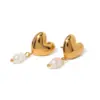Wholesale PVD Coated Real Gold Plated 18K Gold Heart Shape 304 Stainless Steel IG Style Simple Style Waterproof Non Tarnish Drop Earrings