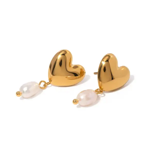 Wholesale PVD Coated Real Gold Plated 18K Gold Heart Shape 304 Stainless Steel IG Style Simple Style Waterproof Non Tarnish Drop Earrings