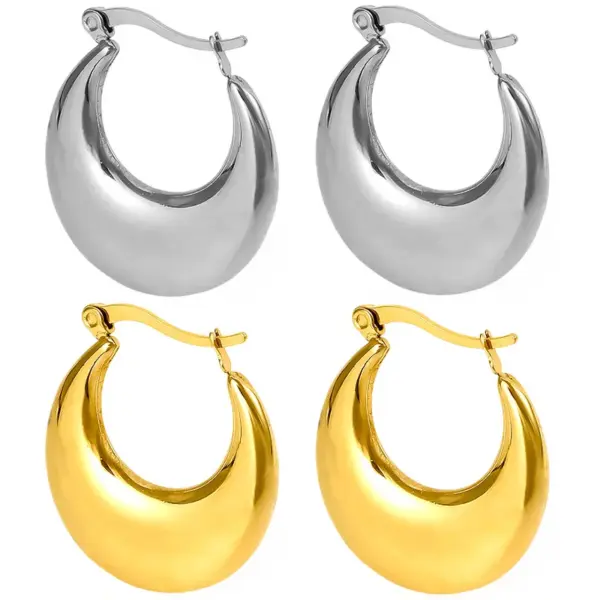 Wholesale PVD Coated Real Gold Plated Geometric 304 Stainless Steel Simple Style Commute Waterproof Non Tarnish Earrings