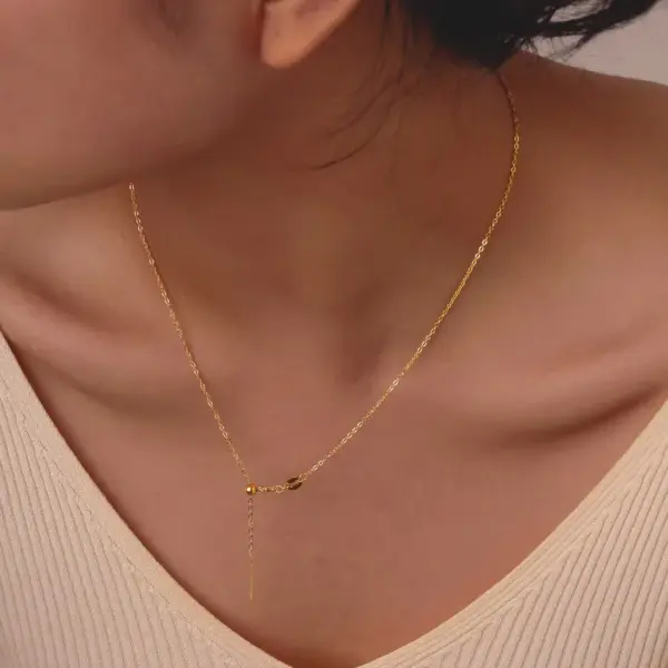 Wholesale PVD Coated Real Gold Plated 18K Gold Solid Color 201 Stainless Steel Elegant Streetwear IG Style Waterproof Non Tarnish 201 Stainless Steel Necklace