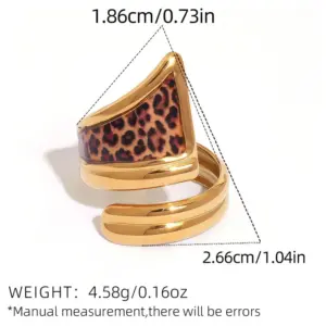 Gold / adjustable / 1 Piece Leopard Print Geometric Open Ring