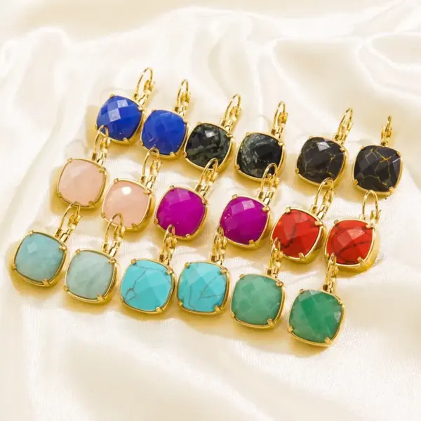 Wholesale PVD Coated 14K Gold Real Gold Plated Geometric 304 Stainless Steel Classical Simple Style Waterproof Non Tarnish Drop Earrings