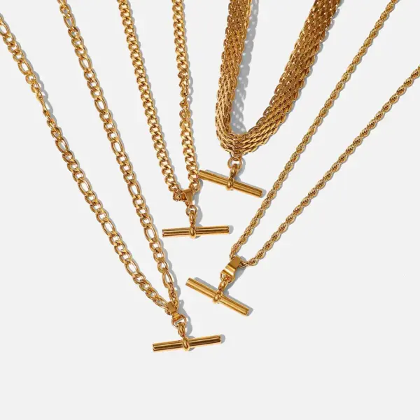Wholesale Jewelry Fashion Geometric Stainless Steel PVD Coated Plating Necklace