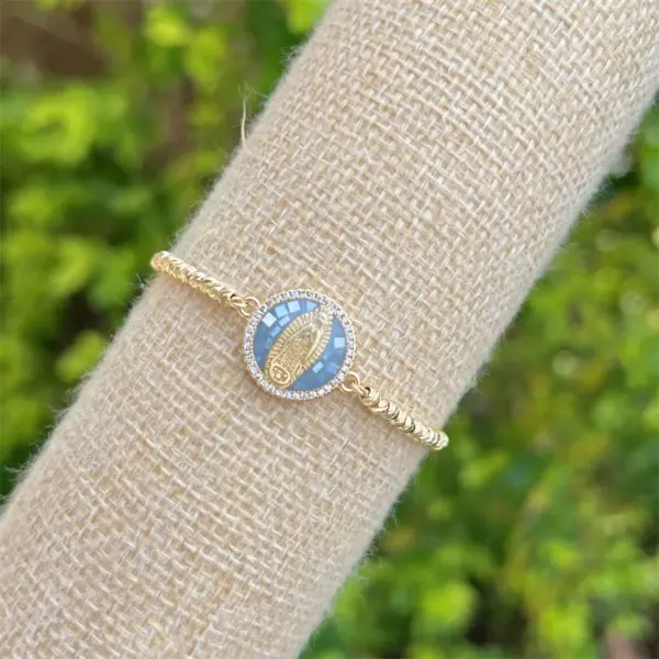 Wholesale Copper 18K Gold Plated Plating Human Virgin Mary Zircon Bracelets