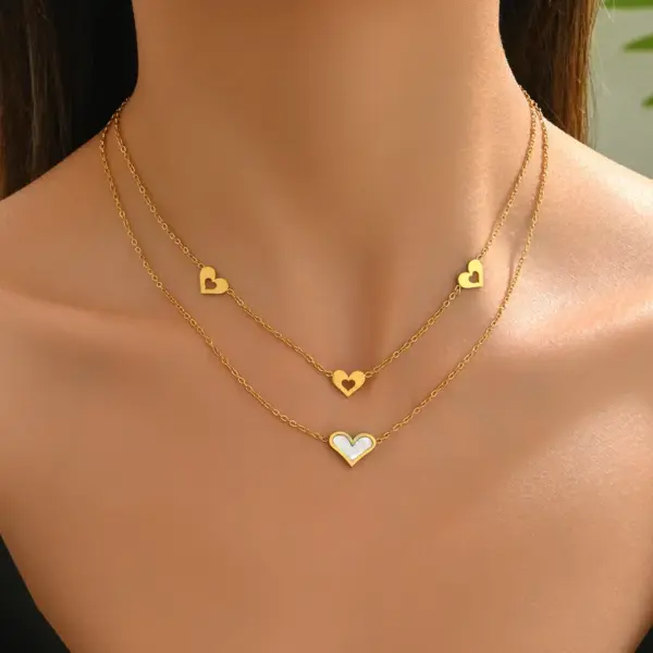 Wholesale 304 Stainless Steel Animal PVD Coated 18K Real Gold Plated Casual Simple Style Waterproof Non Tarnish Cable Chain Double Layer Necklaces