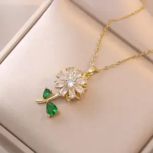 X0156 Emerald Sunflower Necklace