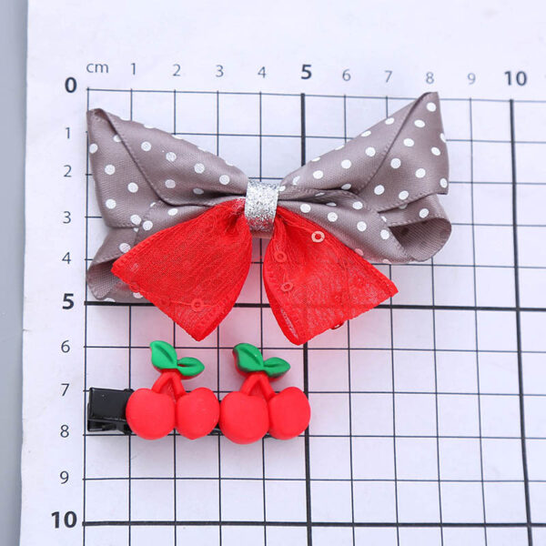 Wholesale Girl's Hair Accessories Resin Bow Hairpin Two-Piece Sunflower Strawberry Cherry Cute Wave Dot Hairpin Set