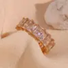 Wholesale 304 Stainless Steel Geometric PVD Coated Zircon 18K Gold Plated Real Gold Plated Basic Simple Style Classic Style Waterproof Non Tarnish Plating Inlay Rings