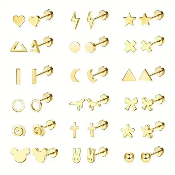 Wholesale 1 Pair Simple Style Pentagram Animal Moon 304 Stainless Steel 18K Gold Plated Ear Studs