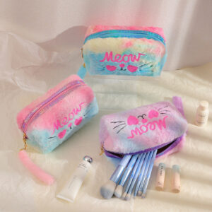 Wholesale Cartoon embroidered plush cosmetic bag autumn and winter