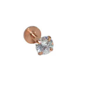 Rose Gold White and round Zirconium / 1.2x6x2mm