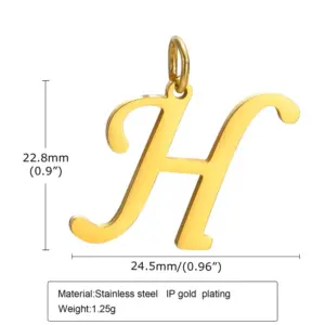 Gold (Single Pendant without Chain) / Letter H