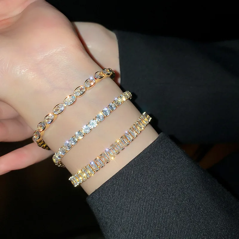 Wholesale Fashion Geometric Copper Inlay Zircon Bracelets 1 Piece