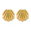 Wholesale 304 Stainless Steel Irregular Bow Knot Shell PVD Coated 18K Gold Plated Elegant Ear Studs