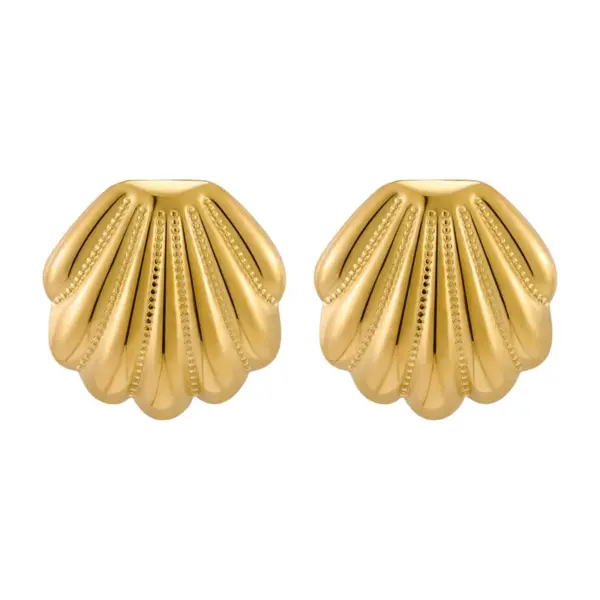 Wholesale 304 Stainless Steel Irregular Bow Knot Shell PVD Coated 18K Gold Plated Elegant Ear Studs