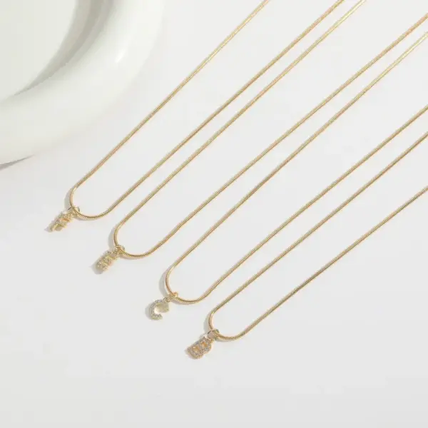 Wholesale 14K Gold Plated Letter 304 Stainless Steel Copper Classic Style 304 Stainless Steel Lobster Trigger Clasp Closure Pendant Necklace