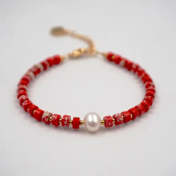 Wholesale Modern Style Classic Style Round Freshwater Pearl Stone Ferroalloy Electroplating Vacuum Plating Gold Plated Colour Bracelets In Bulk