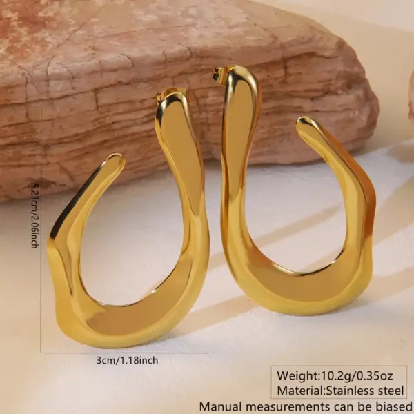 1 Pair Classic Style Asymmetrical Irregular 304 Stainless Steel Imitation Gold Electroplating Ear Studs