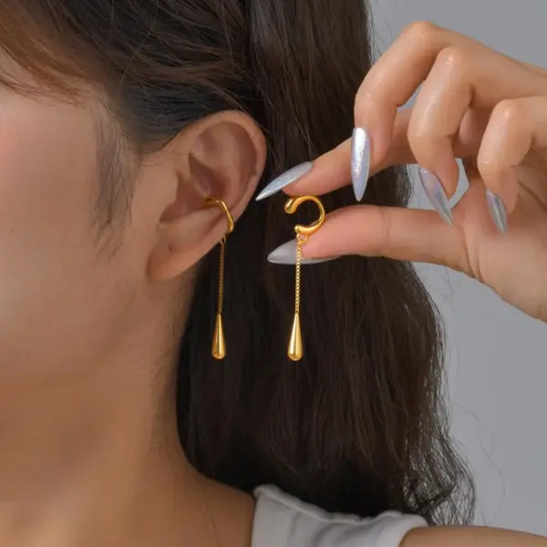 Wholesale 1 Piece Elegant Vintage Style Simple Style Water Droplets 201 Stainless Steel Ear Cuffs